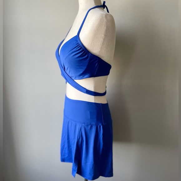 NWOT | Carmen Marc Valvo | Bikini Top & Swim Skirt | Blue | Top (S) Bottom (M) - Picture 2 of 5